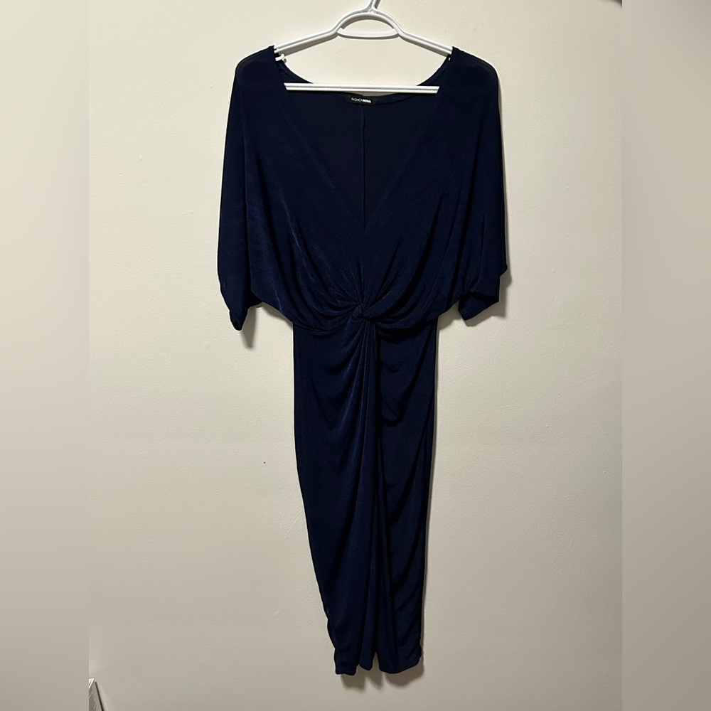 Navy Blue Fashion Nova Front Knot Sparkle Dress